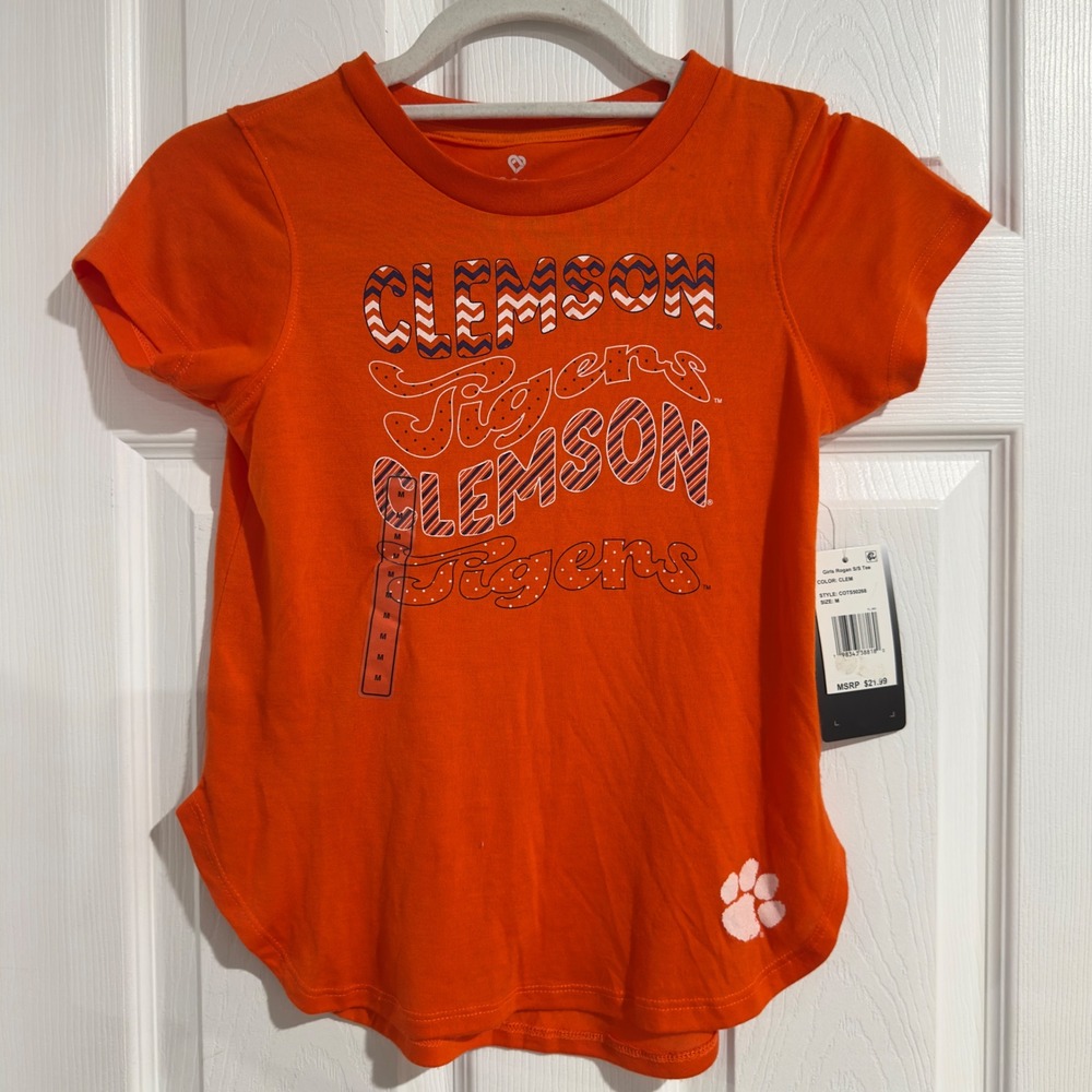 Colosseum Girls Clemson Tigers Orange Rogan Graphic T-Shirt Medium 7-8 NWT